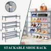 imageSmiry Shoe Rack 4 Tier Bamboo Shoe Organizer Stackable Free Standing Wooden Shoe Storage Shelf for Closet Entryway Front Door Entrance NaturalGrey