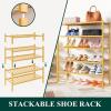 imageSmiry Shoe Rack 4 Tier Bamboo Shoe Organizer Stackable Free Standing Wooden Shoe Storage Shelf for Closet Entryway Front Door Entrance NaturalNatural Bamboo