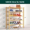 imageSmiry Shoe Rack 4 Tier Bamboo Shoe Organizer Stackable Free Standing Wooden Shoe Storage Shelf for Closet Entryway Front Door Entrance NaturalNatural Bamboo