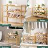 imageSmiry Shoe Rack 4 Tier Bamboo Shoe Organizer Stackable Free Standing Wooden Shoe Storage Shelf for Closet Entryway Front Door Entrance NaturalNatural Bamboo