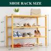 imageSmiry Shoe Rack 4 Tier Bamboo Shoe Organizer Stackable Free Standing Wooden Shoe Storage Shelf for Closet Entryway Front Door Entrance NaturalNatural Bamboo