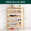 imageSmiry Shoe Rack 4 Tier Bamboo Shoe Organizer Stackable Free Standing Wooden Shoe Storage Shelf for Closet Entryway Front Door Entrance NaturalNatural
