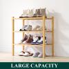 imageSmiry Shoe Rack 4 Tier Bamboo Shoe Organizer Stackable Free Standing Wooden Shoe Storage Shelf for Closet Entryway Front Door Entrance NaturalNatural