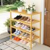 imageSmiry Shoe Rack 4 Tier Bamboo Shoe Organizer Stackable Free Standing Wooden Shoe Storage Shelf for Closet Entryway Front Door Entrance NaturalNatural