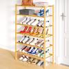 imageSmiry Shoe Rack 4 Tier Bamboo Shoe Organizer Stackable Free Standing Wooden Shoe Storage Shelf for Closet Entryway Front Door Entrance NaturalNatural
