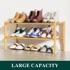 imageSmiry Shoe Rack 4 Tier Bamboo Shoe Organizer Stackable Free Standing Wooden Shoe Storage Shelf for Closet Entryway Front Door Entrance NaturalNatural