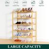 imageSmiry Shoe Rack 4 Tier Bamboo Shoe Organizer Stackable Free Standing Wooden Shoe Storage Shelf for Closet Entryway Front Door Entrance NaturalNatural