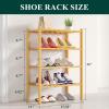 imageSmiry Shoe Rack 4 Tier Bamboo Shoe Organizer Stackable Free Standing Wooden Shoe Storage Shelf for Closet Entryway Front Door Entrance NaturalNatural