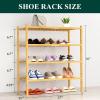 imageSmiry Shoe Rack 4 Tier Bamboo Shoe Organizer Stackable Free Standing Wooden Shoe Storage Shelf for Closet Entryway Front Door Entrance NaturalNatural
