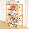 imageSmiry Shoe Rack 4 Tier Bamboo Shoe Organizer Stackable Free Standing Wooden Shoe Storage Shelf for Closet Entryway Front Door Entrance NaturalNatural