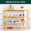 imageSmiry Shoe Rack 4 Tier Bamboo Shoe Organizer Stackable Free Standing Wooden Shoe Storage Shelf for Closet Entryway Front Door Entrance NaturalNatural