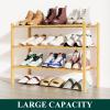 imageSmiry Shoe Rack 4 Tier Bamboo Shoe Organizer Stackable Free Standing Wooden Shoe Storage Shelf for Closet Entryway Front Door Entrance NaturalNatural