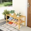 imageSmiry Shoe Rack 4 Tier Bamboo Shoe Organizer Stackable Free Standing Wooden Shoe Storage Shelf for Closet Entryway Front Door Entrance NaturalNatural