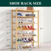 imageSmiry Shoe Rack 4 Tier Bamboo Shoe Organizer Stackable Free Standing Wooden Shoe Storage Shelf for Closet Entryway Front Door Entrance NaturalNatural