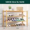 imageSmiry Shoe Rack 4 Tier Bamboo Shoe Organizer Stackable Free Standing Wooden Shoe Storage Shelf for Closet Entryway Front Door Entrance NaturalNatural