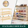 imageSmiry Shoe Rack 4 Tier Bamboo Shoe Organizer Stackable Free Standing Wooden Shoe Storage Shelf for Closet Entryway Front Door Entrance NaturalNatural