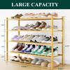imageSmiry Shoe Rack 4 Tier Bamboo Shoe Organizer Stackable Free Standing Wooden Shoe Storage Shelf for Closet Entryway Front Door Entrance NaturalNatural
