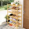 imageSmiry Shoe Rack 4 Tier Bamboo Shoe Organizer Stackable Free Standing Wooden Shoe Storage Shelf for Closet Entryway Front Door Entrance NaturalNatural