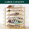 imageSmiry Shoe Rack 4 Tier Bamboo Shoe Organizer Stackable Free Standing Wooden Shoe Storage Shelf for Closet Entryway Front Door Entrance NaturalNatural