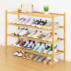 imageSmiry Shoe Rack 4 Tier Bamboo Shoe Organizer Stackable Free Standing Wooden Shoe Storage Shelf for Closet Entryway Front Door Entrance NaturalNatural