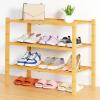 imageSmiry Shoe Rack 4 Tier Bamboo Shoe Organizer Stackable Free Standing Wooden Shoe Storage Shelf for Closet Entryway Front Door Entrance NaturalNatural