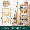 imageSmiry Shoe Rack 4 Tier Bamboo Shoe Organizer Stackable Free Standing Wooden Shoe Storage Shelf for Closet Entryway Front Door Entrance NaturalNatural