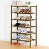 imageSmiry Shoe Rack 4 Tier Bamboo Shoe Organizer Stackable Free Standing Wooden Shoe Storage Shelf for Closet Entryway Front Door Entrance NaturalWalnut