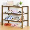 imageSmiry Shoe Rack 4 Tier Bamboo Shoe Organizer Stackable Free Standing Wooden Shoe Storage Shelf for Closet Entryway Front Door Entrance NaturalWalnut