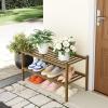 imageSmiry Shoe Rack 4 Tier Bamboo Shoe Organizer Stackable Free Standing Wooden Shoe Storage Shelf for Closet Entryway Front Door Entrance NaturalWalnut