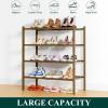 imageSmiry Shoe Rack 4 Tier Bamboo Shoe Organizer Stackable Free Standing Wooden Shoe Storage Shelf for Closet Entryway Front Door Entrance NaturalWalnut