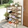imageSmiry Shoe Rack 4 Tier Bamboo Shoe Organizer Stackable Free Standing Wooden Shoe Storage Shelf for Closet Entryway Front Door Entrance NaturalWalnut