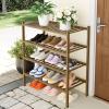 imageSmiry Shoe Rack 4 Tier Bamboo Shoe Organizer Stackable Free Standing Wooden Shoe Storage Shelf for Closet Entryway Front Door Entrance NaturalWalnut