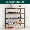imageSmiry Shoe Rack 4 Tier Bamboo Shoe Organizer Stackable Free Standing Wooden Shoe Storage Shelf for Closet Entryway Front Door Entrance NaturalWalnut