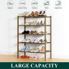 imageSmiry Shoe Rack 4 Tier Bamboo Shoe Organizer Stackable Free Standing Wooden Shoe Storage Shelf for Closet Entryway Front Door Entrance NaturalWalnut
