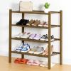 imageSmiry Shoe Rack 4 Tier Bamboo Shoe Organizer Stackable Free Standing Wooden Shoe Storage Shelf for Closet Entryway Front Door Entrance NaturalWalnut