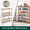 imageSmiry Shoe Rack 4 Tier Bamboo Shoe Organizer Stackable Free Standing Wooden Shoe Storage Shelf for Closet Entryway Front Door Entrance NaturalWalnut