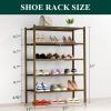 imageSmiry Shoe Rack 4 Tier Bamboo Shoe Organizer Stackable Free Standing Wooden Shoe Storage Shelf for Closet Entryway Front Door Entrance NaturalWalnut