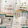 imageSmiry Shoe Rack 4 Tier Bamboo Shoe Organizer Stackable Free Standing Wooden Shoe Storage Shelf for Closet Entryway Front Door Entrance NaturalWhite