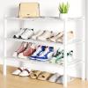 imageSmiry Shoe Rack 4 Tier Bamboo Shoe Organizer Stackable Free Standing Wooden Shoe Storage Shelf for Closet Entryway Front Door Entrance NaturalWhite