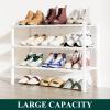 imageSmiry Shoe Rack 4 Tier Bamboo Shoe Organizer Stackable Free Standing Wooden Shoe Storage Shelf for Closet Entryway Front Door Entrance NaturalWhite