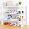 imageSmiry Shoe Rack 4 Tier Bamboo Shoe Organizer Stackable Free Standing Wooden Shoe Storage Shelf for Closet Entryway Front Door Entrance NaturalWhite