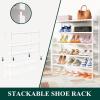 imageSmiry Shoe Rack 4 Tier Bamboo Shoe Organizer Stackable Free Standing Wooden Shoe Storage Shelf for Closet Entryway Front Door Entrance NaturalWhite