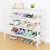 imageSmiry Shoe Rack 4 Tier Bamboo Shoe Organizer Stackable Free Standing Wooden Shoe Storage Shelf for Closet Entryway Front Door Entrance NaturalWhite