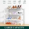 imageSmiry Shoe Rack 4 Tier Bamboo Shoe Organizer Stackable Free Standing Wooden Shoe Storage Shelf for Closet Entryway Front Door Entrance NaturalWhite