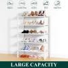 imageSmiry Shoe Rack 4 Tier Bamboo Shoe Organizer Stackable Free Standing Wooden Shoe Storage Shelf for Closet Entryway Front Door Entrance NaturalWhite