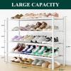 imageSmiry Shoe Rack 4 Tier Bamboo Shoe Organizer Stackable Free Standing Wooden Shoe Storage Shelf for Closet Entryway Front Door Entrance NaturalWhite