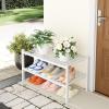 imageSmiry Shoe Rack 4 Tier Bamboo Shoe Organizer Stackable Free Standing Wooden Shoe Storage Shelf for Closet Entryway Front Door Entrance NaturalWhite