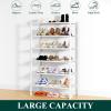 imageSmiry Shoe Rack 4 Tier Bamboo Shoe Organizer Stackable Free Standing Wooden Shoe Storage Shelf for Closet Entryway Front Door Entrance NaturalWhite