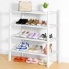 imageSmiry Shoe Rack 4 Tier Bamboo Shoe Organizer Stackable Free Standing Wooden Shoe Storage Shelf for Closet Entryway Front Door Entrance NaturalWhite