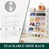 imageSmiry Shoe Rack 4 Tier Bamboo Shoe Organizer Stackable Free Standing Wooden Shoe Storage Shelf for Closet Entryway Front Door Entrance NaturalWhite